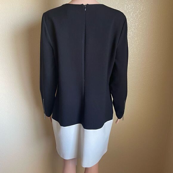 Michael Kors Long Sleeve Colorblock Sheath Dress Black White Size 12 - Picture 6 of 8